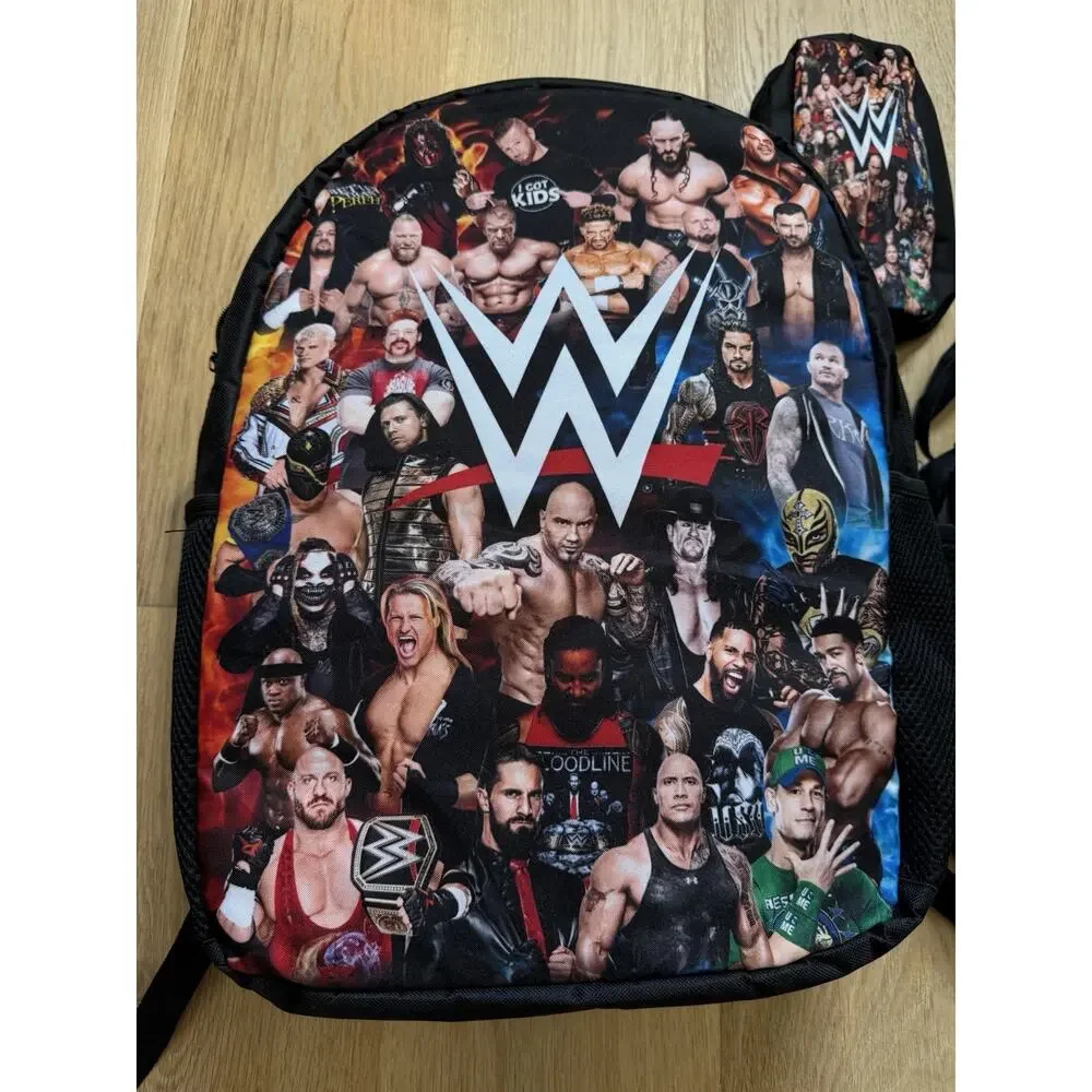 WWE Superstars 3 Piece Backpack Lunch Bag & Pencil Case Set Back To School Fun